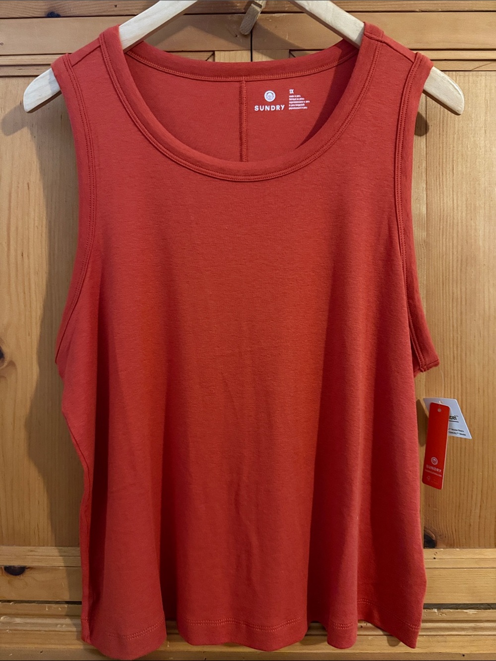 NWT Sundry Soft Pima Cotton Blend Tank, size 1X, Rust